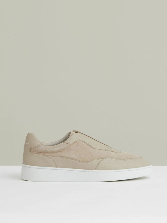 Leather Elasticated-Lace Trainers Ecru | Mens
