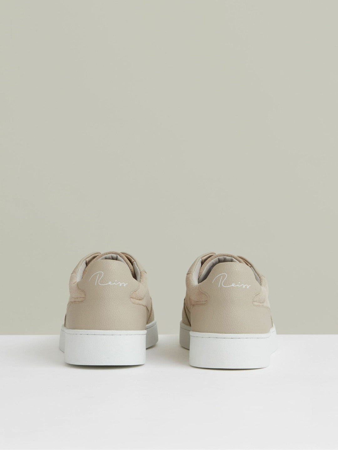 Leather Elasticated-Lace Trainers Ecru | Mens