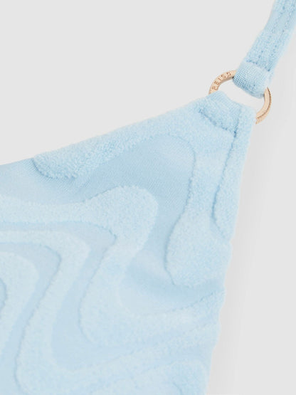 Textured Wave Triangle Bikini Top Blue | Womens