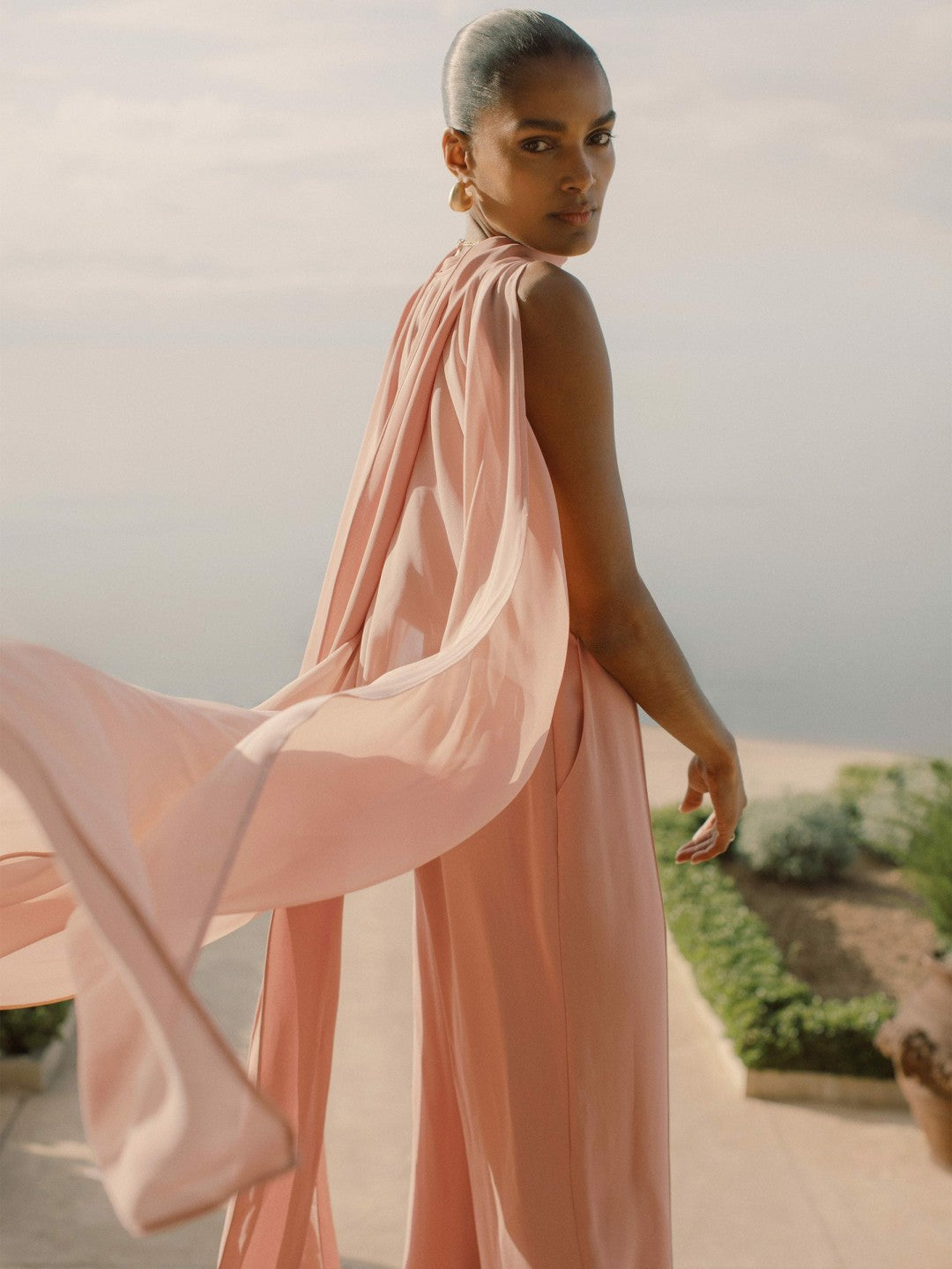 Wide-Leg Cape Jumpsuit Pink | Womens