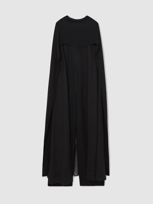 Wide-Leg Cape Jumpsuit Black | Womens
