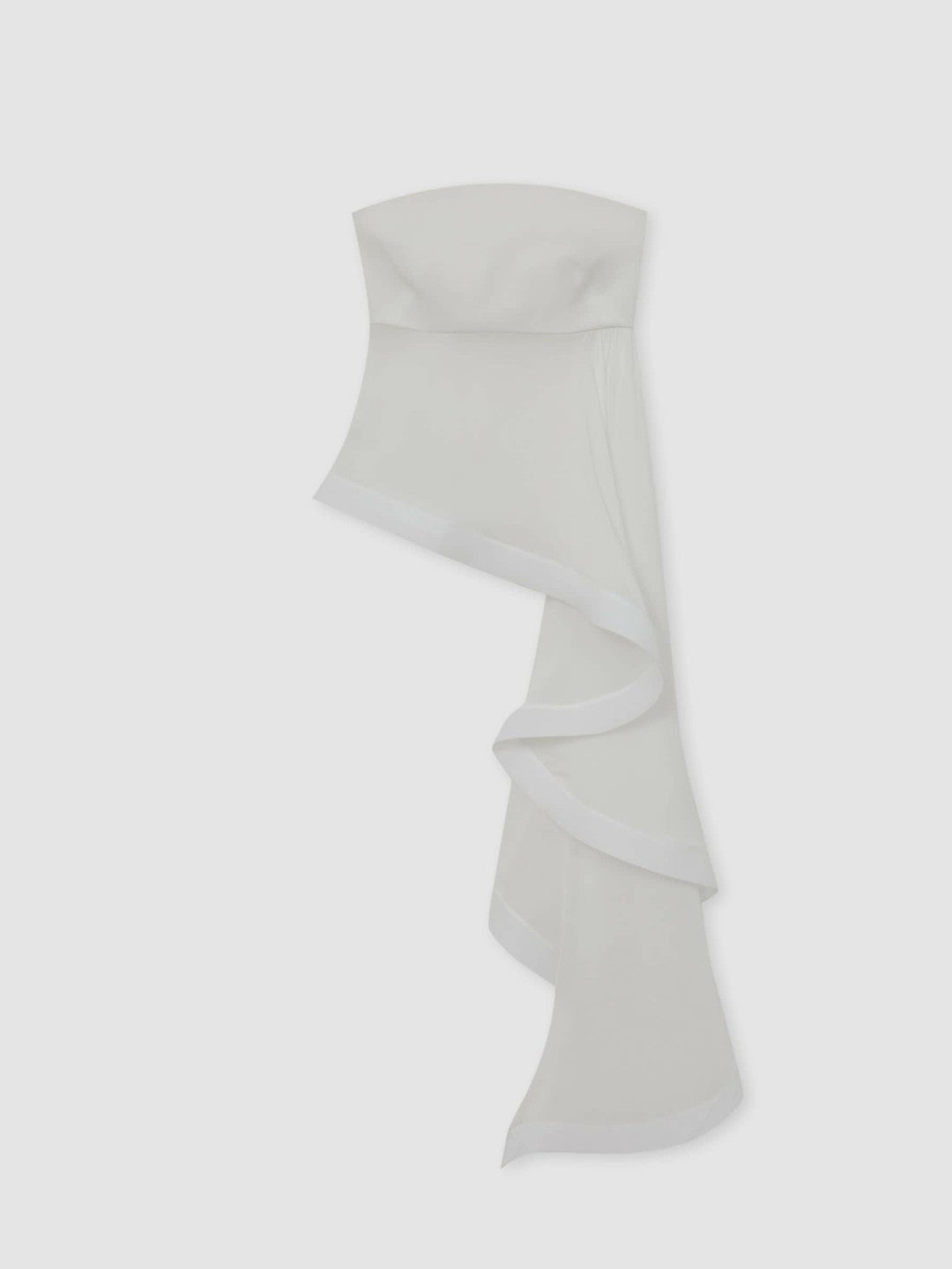 Silk Asymmetric-Ruffle Bandeau Top Ivory | Womens