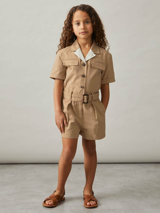 13-14 yrs Cotton-Lyocell Utility Playsuit Camel | Children