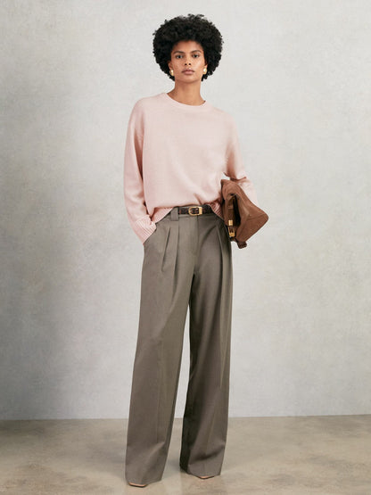 Wool-Cashmere Crew-Neck Jumper Pink | Womens
