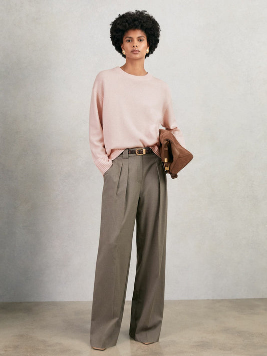 Wool-Cashmere Crew-Neck Jumper Pink | Womens
