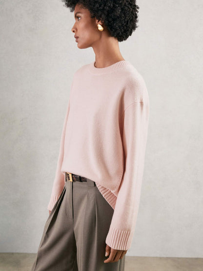 Wool-Cashmere Crew-Neck Jumper Pink | Womens