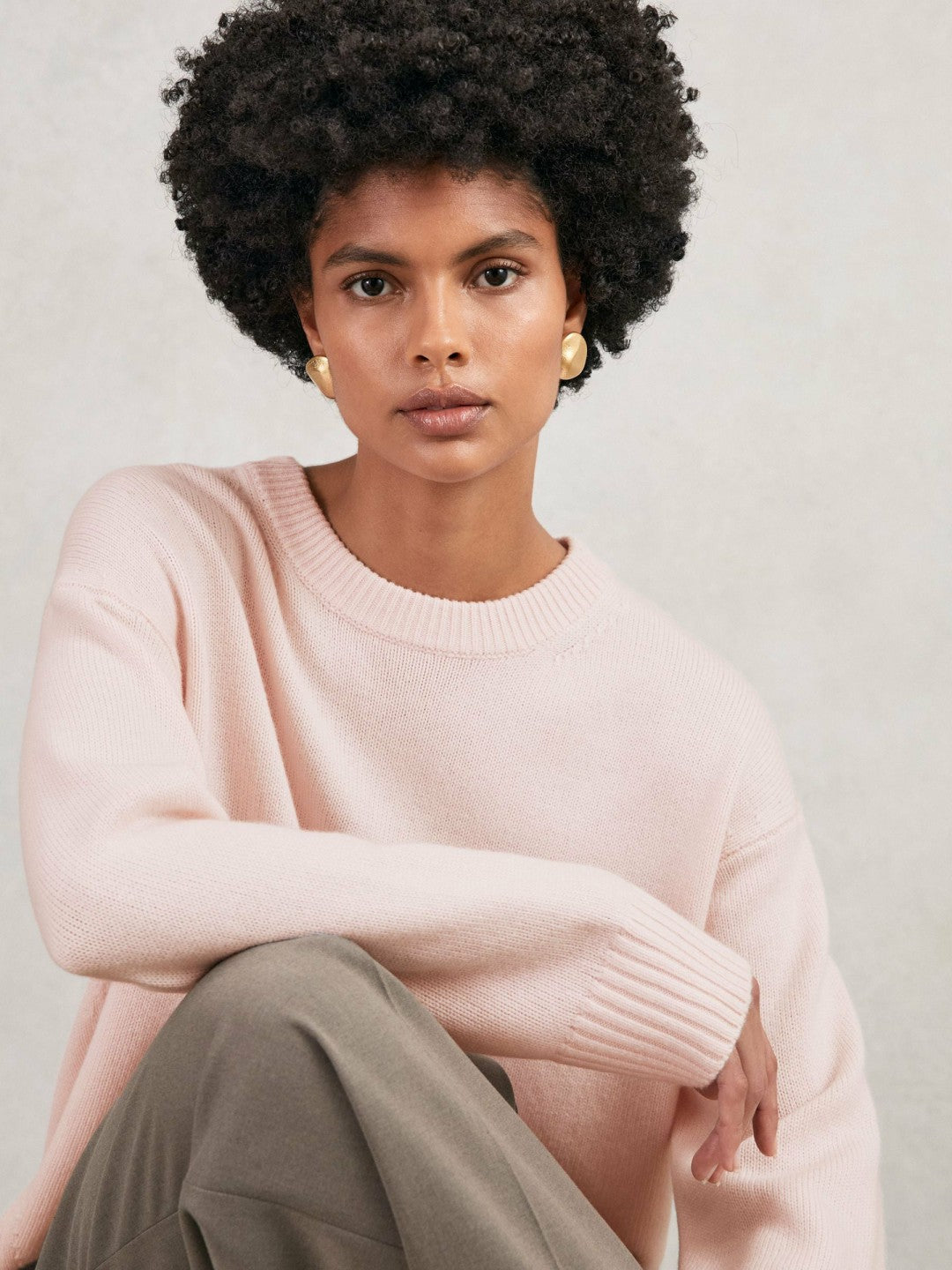 Wool-Cashmere Crew-Neck Jumper Pink | Womens