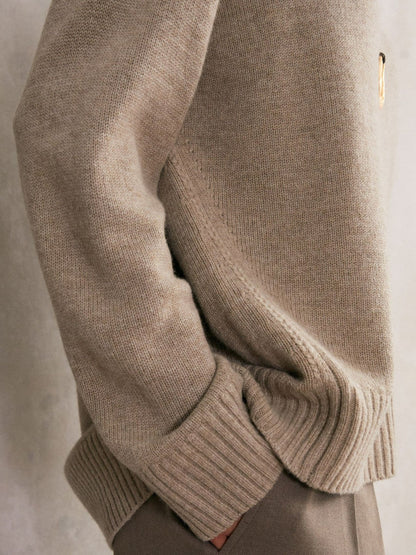 Wool-Cashmere Crew-Neck Jumper Stone | Womens