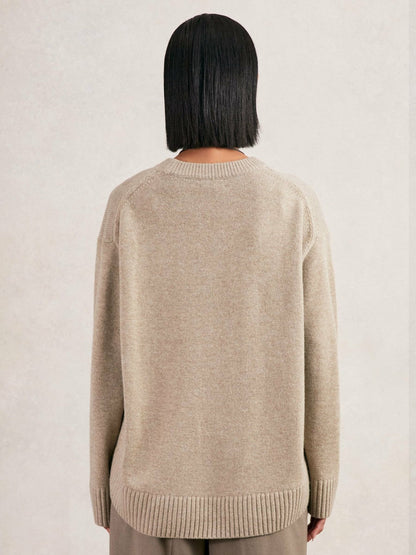 Wool-Cashmere Crew-Neck Jumper Stone | Womens