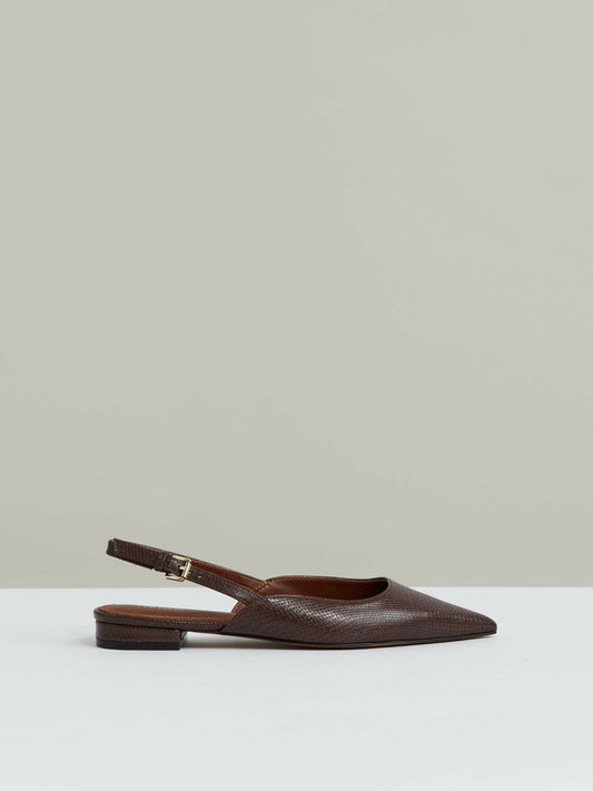 Leather Slingback Ballerina Pumps Chocolate | Womens