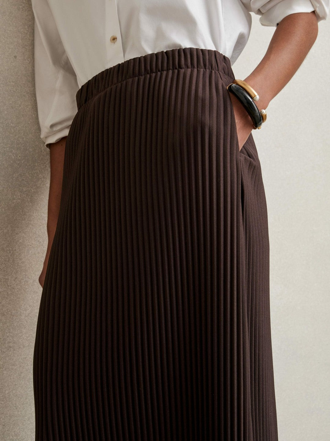 Pleated Jersey Midi Skirt Burgundy | Womens