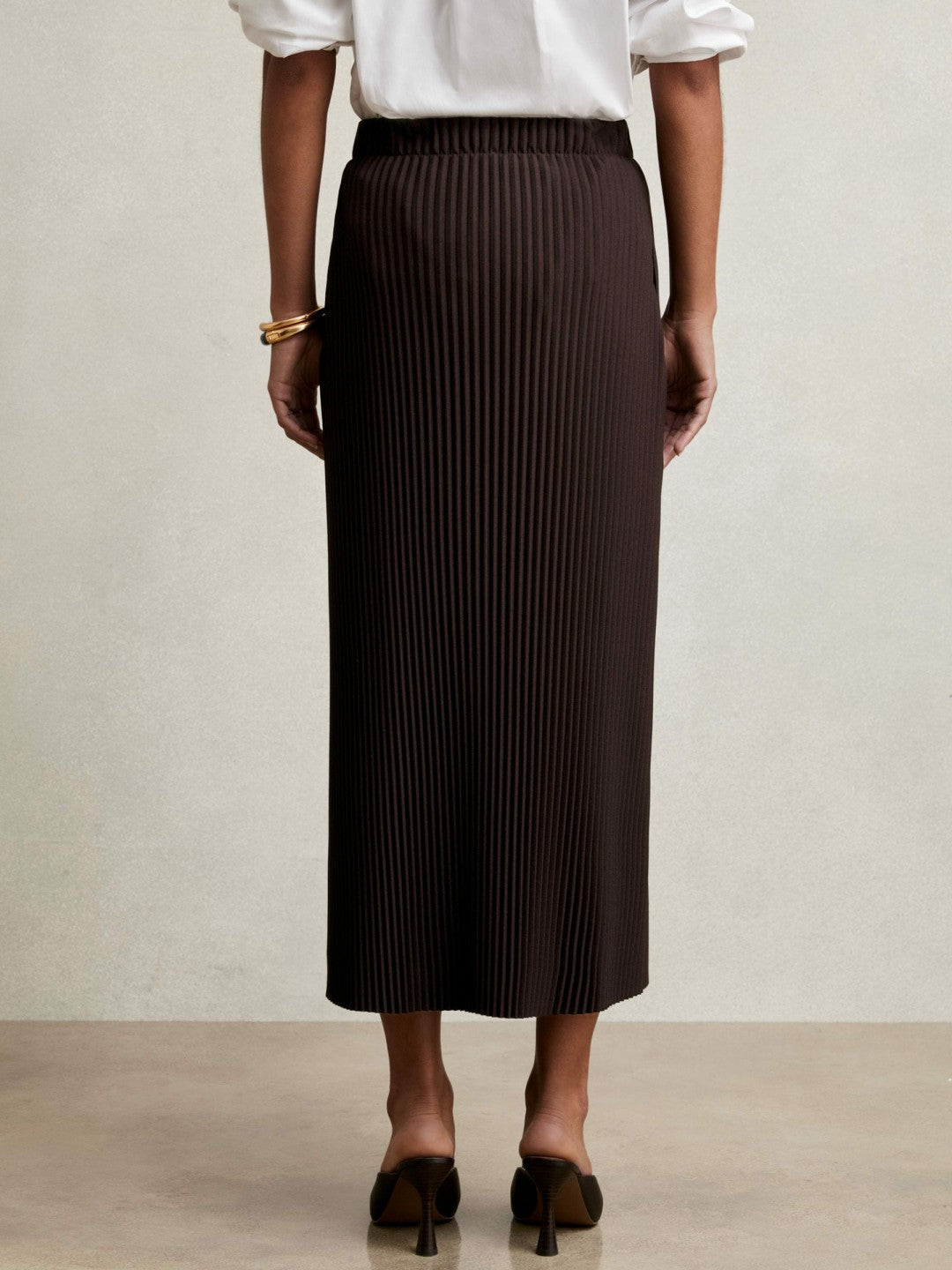 Pleated Jersey Midi Skirt Burgundy | Womens