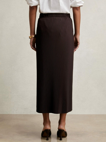 Pleated Jersey Midi Skirt Burgundy | Womens