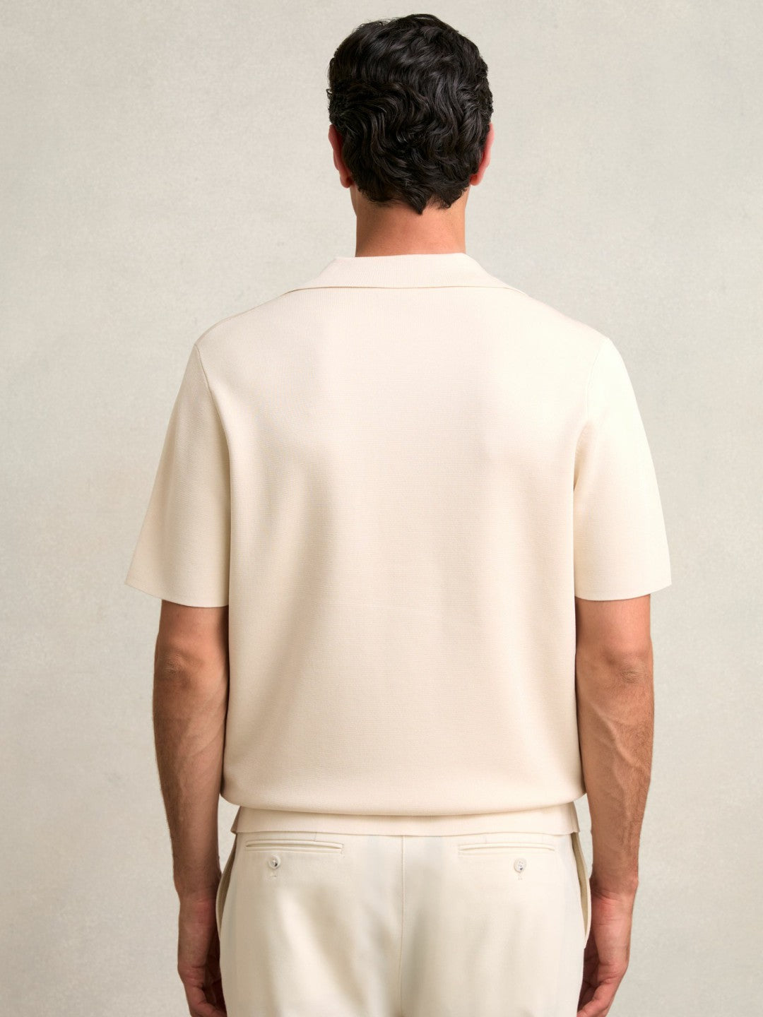 Colour-Block Cuban-Collar Knit Shirt Taupe Brown/Light Stone | Mens