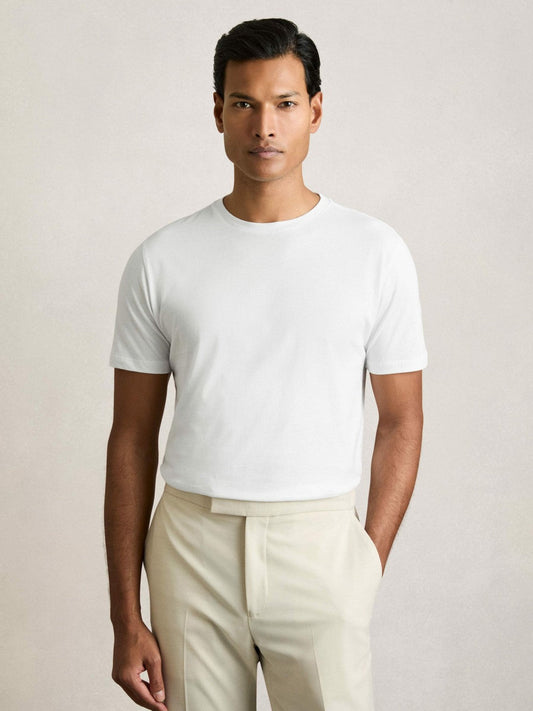 Cotton Crew-Neck T-shirts 3 Pack White/Navy/Airforce Blue | Mens
