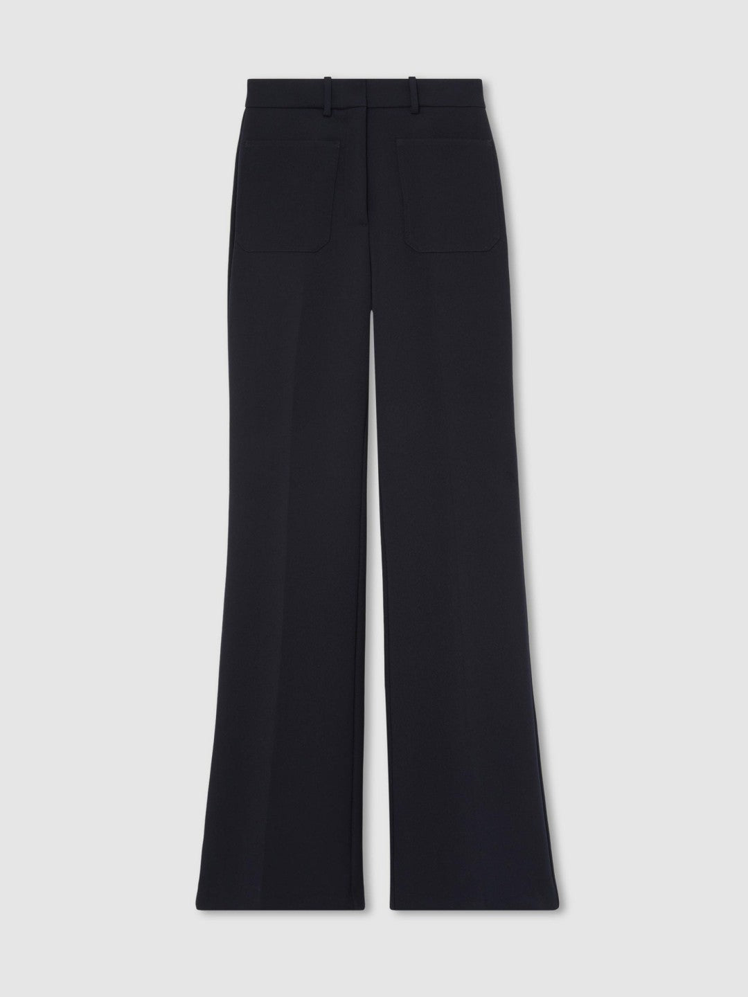 Petite Twill Patch-Pocket Flared Trousers Navy | Womens