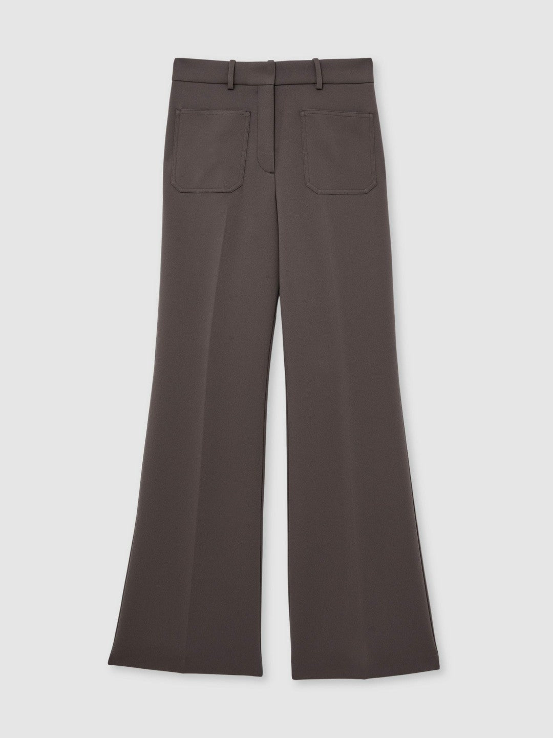 Petite Twill Patch-Pocket Flared Trousers Mauve Neutral | Womens