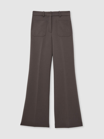 Petite Twill Patch-Pocket Flared Trousers Mauve Neutral | Womens
