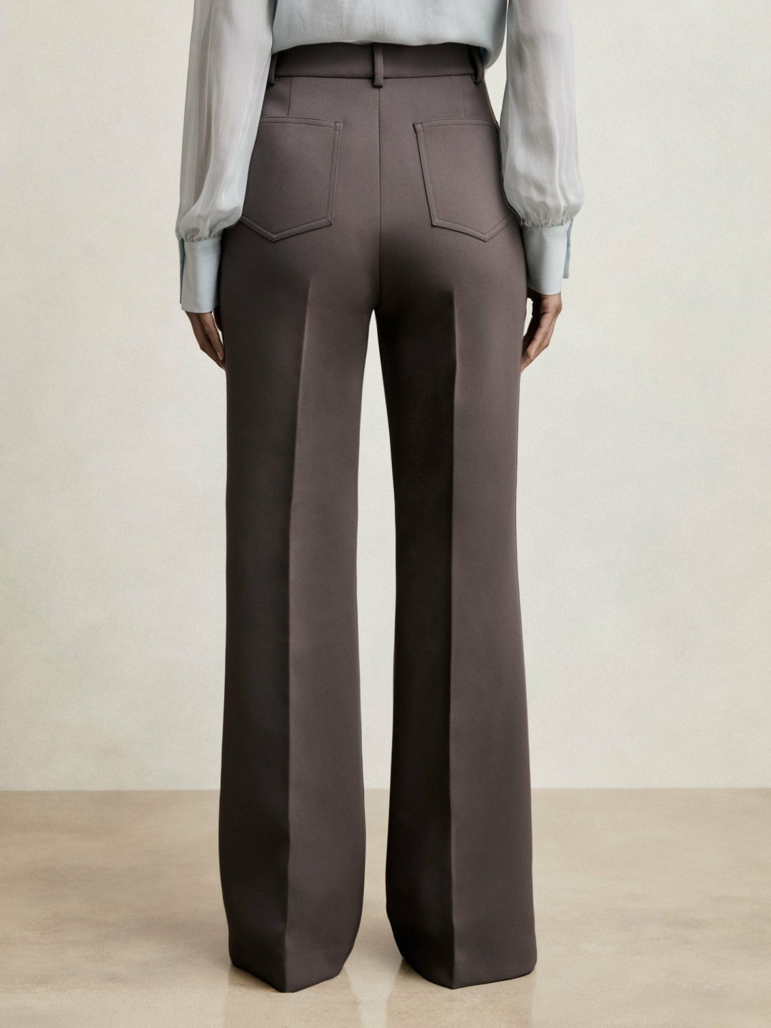 Petite Twill Patch-Pocket Flared Trousers Mauve Neutral | Womens
