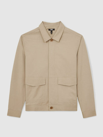 Paige Flap Pocket Worker Jacket Beige | Mens