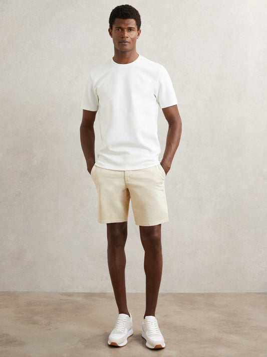 Paige Cotton Chino Shorts with Stretch Cream | Mens