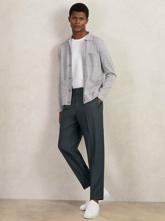 Relaxed-Fit Pleated Tapered Trousers Steel Blue | Mens