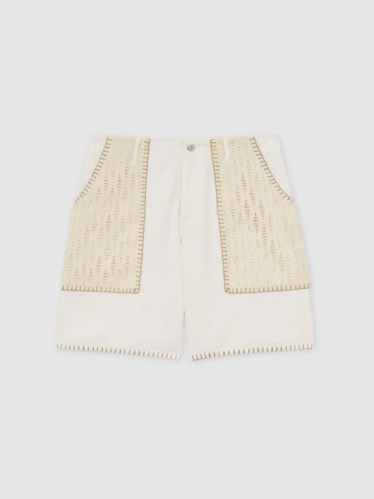 | Tom Daley Crochet Denim Shorts Off White | Mens