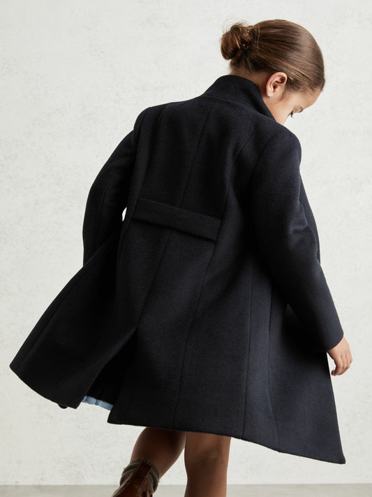 Wool-Blend Funnel-Neck Coat Navy | Children