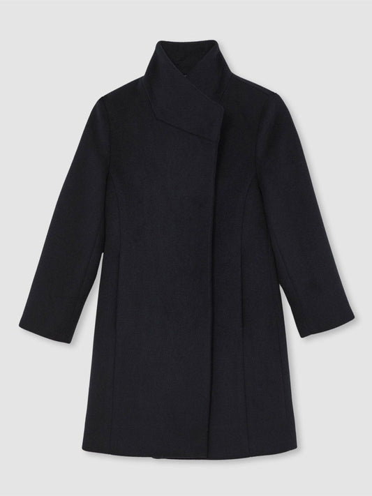 Wool-Blend Funnel-Neck Coat Navy | Children