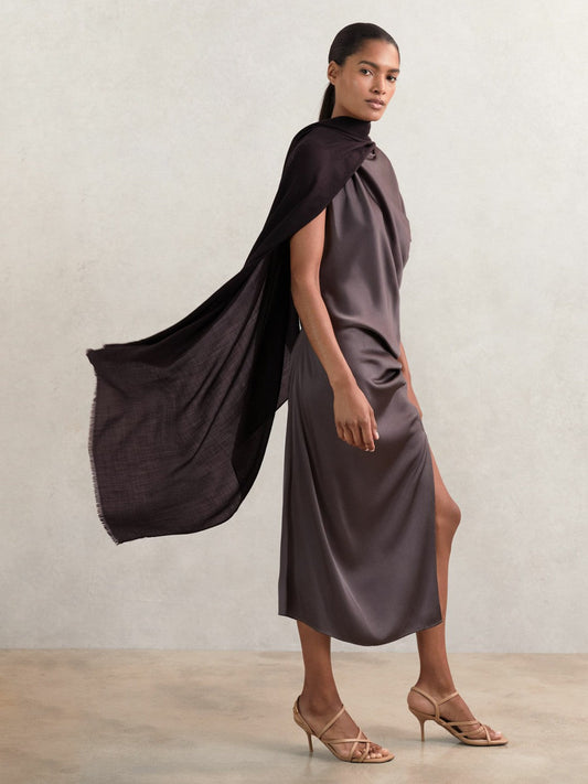 Wool-Cashmere Lightweight Scarf Burgundy | Womens