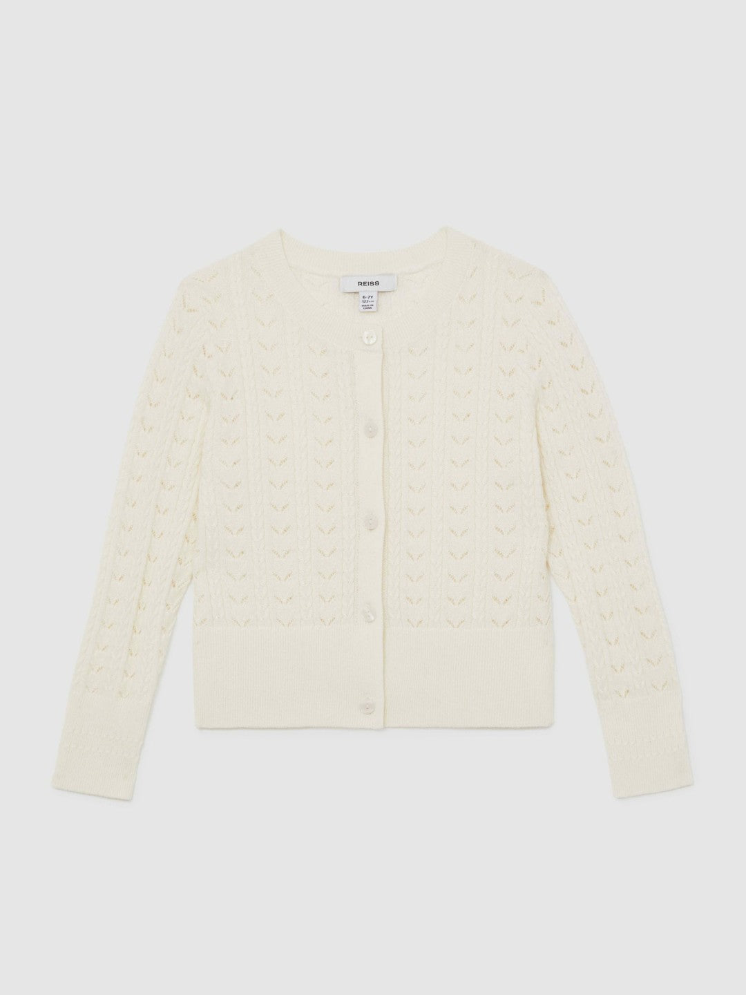 Wool-Cotton Pointelle Cardigan Ivory | Children