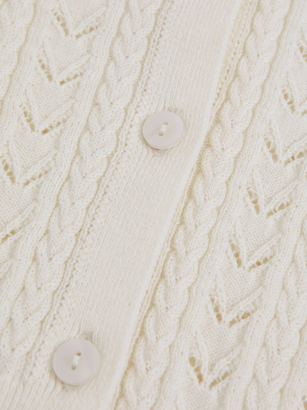 Wool-Cotton Pointelle Cardigan Ivory | Children
