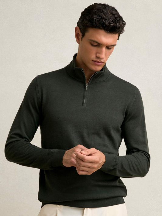 Merino Wool Half-Zip Jumper  | Mens