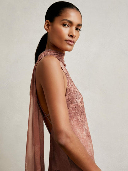 Petite Chiffon Floral Cape Maxi Dress Pale Pink | Womens