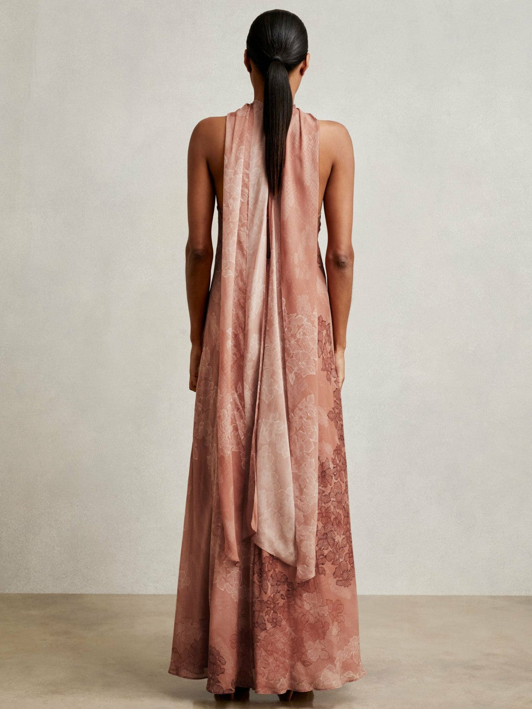 Petite Chiffon Floral Cape Maxi Dress Pale Pink | Womens