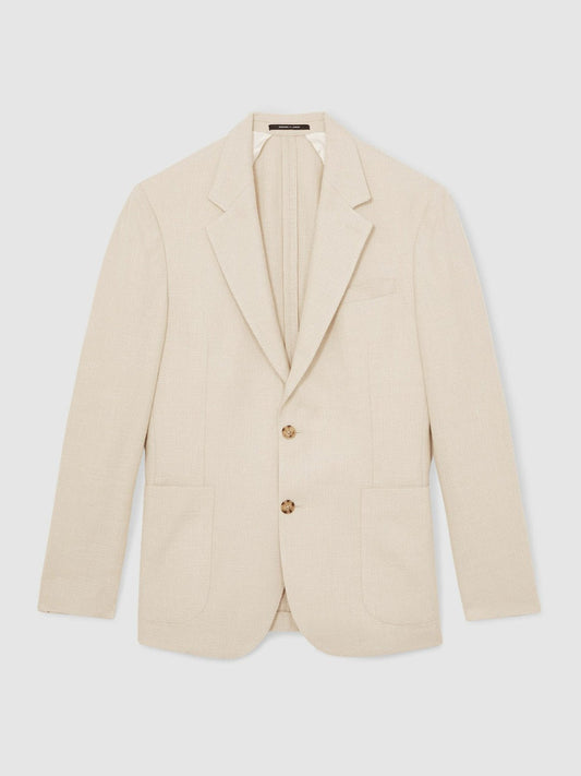 Slim Fit Single Breasted Textured Blazer with Cotton Stone | Mens