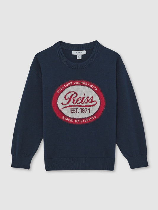 13-14 yrs Cotton Motor Cars Logo Jumper Navy | Children