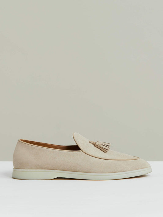 Suede Tassel Loafers Light Stone | Mens