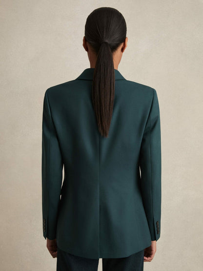 Wool-Blend Double-Breasted Suit Blazer Green | Womens