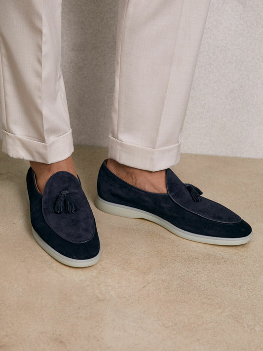 Suede Tassel Loafers Navy | Mens