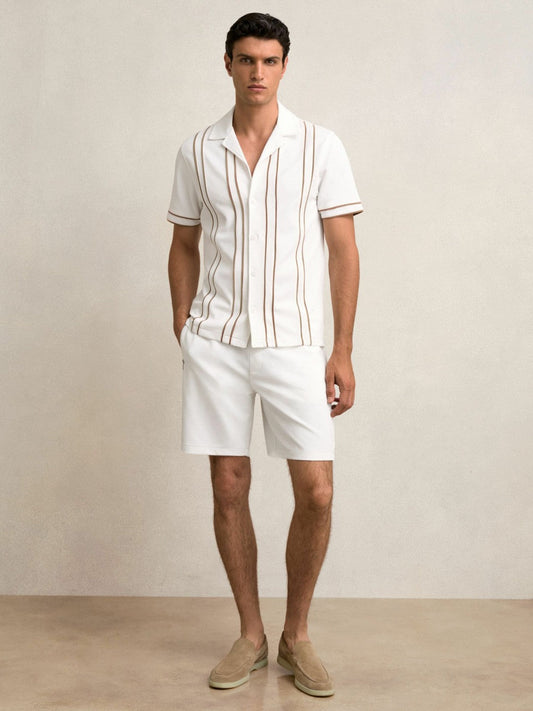 Textured Drawstring Shorts White | Mens