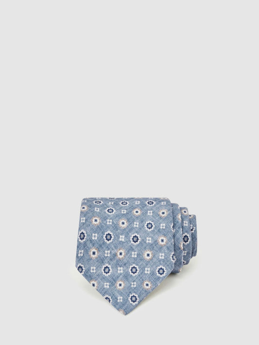 Silk Floral-Medallion Tie Soft Blue | Mens