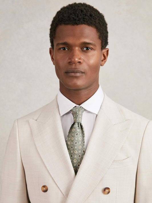 Silk Floral-Medallion Tie Soft Sage | Mens