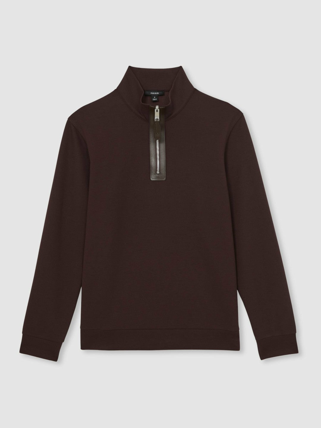 Leather-Placket Interlock Sweatshirt Cherry Red | Mens