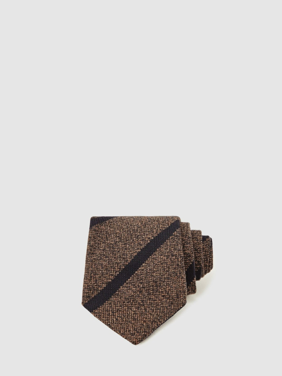 Wool-Silk Striped Tie Chocolate Brown | Mens