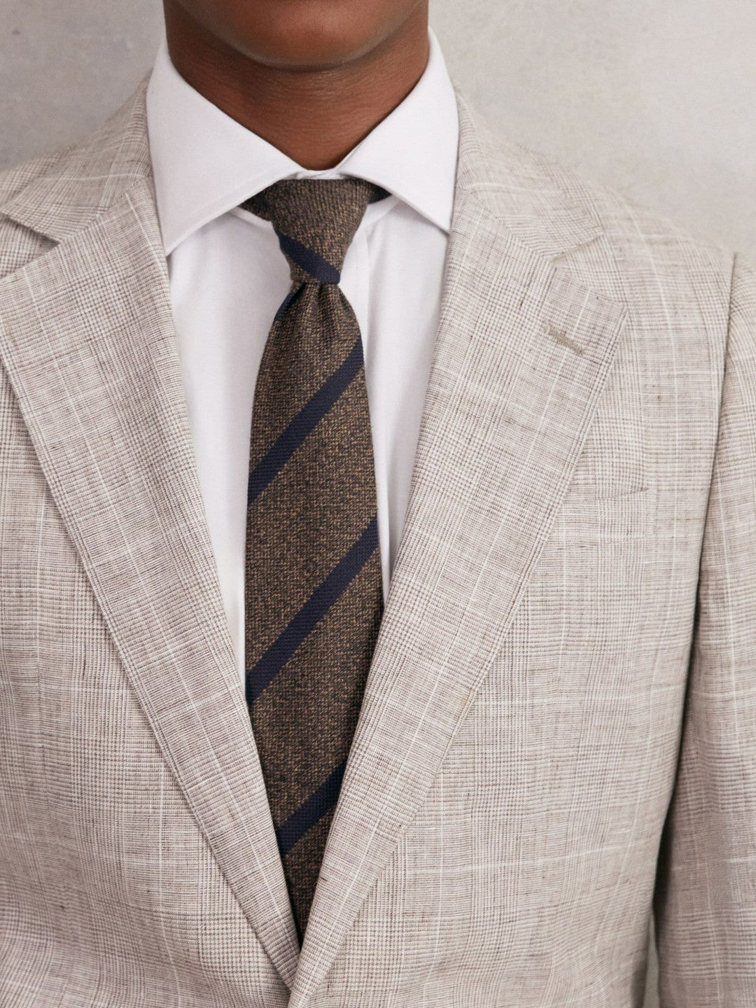 Wool-Silk Striped Tie Chocolate Brown | Mens
