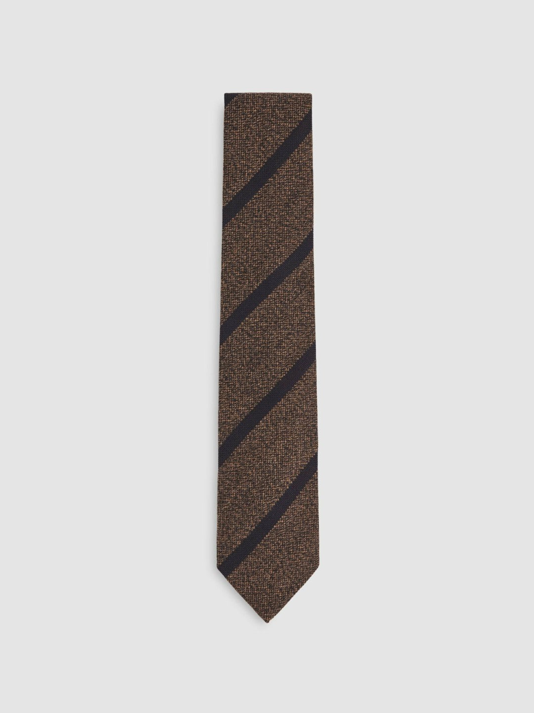 Wool-Silk Striped Tie Chocolate Brown | Mens