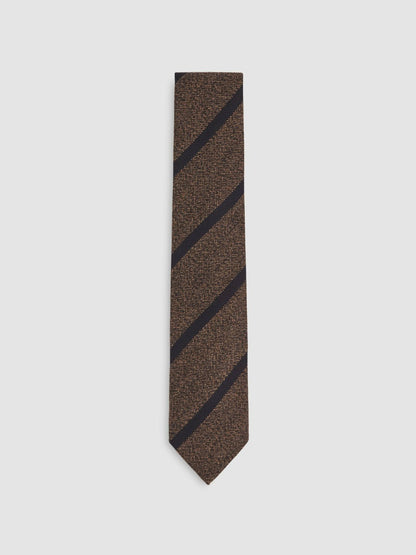 Wool-Silk Striped Tie Chocolate Brown | Mens