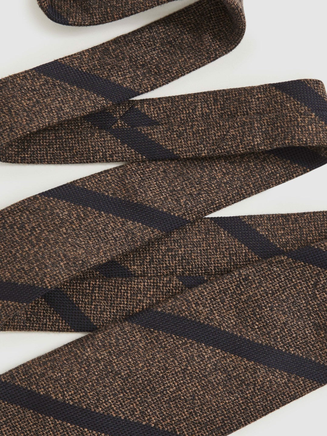 Wool-Silk Striped Tie Chocolate Brown | Mens