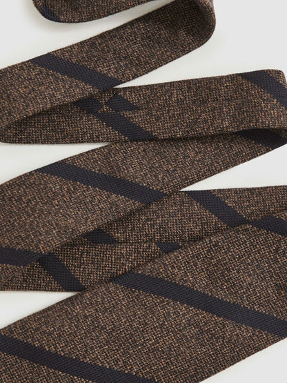 Wool-Silk Striped Tie Chocolate Brown | Mens